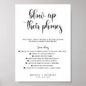 Modern Minimaal Blaas Hun Telefoon Op Trouwbord Poster (Voorkant)
