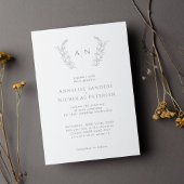 Modern minimaal blad monogram bruiloft kaart
