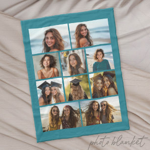 Modern Minimaal Blauw - 10 Foto Collage Fleece Deken