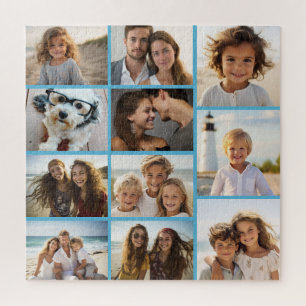 Modern Minimaal Blauw - 11 Foto Collage Legpuzzel