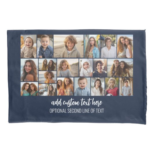 Modern Minimaal Blauw - 20 Fotocollage Kussensloop (Voorkant)
