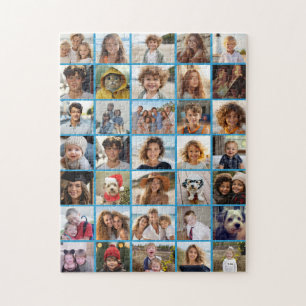 Modern Minimaal Blauw - 35 Foto Collage Raster Legpuzzel