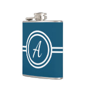 Modern minimaal blauw monogram Initiaal Heupfles (Links)