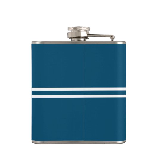 Modern minimaal blauw monogram Initiaal Heupfles (Achterkant)