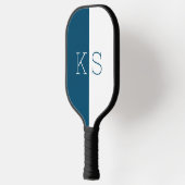 Modern minimaal Blauwgroen blauw & wit monogram Pickleball Paddle (Links)