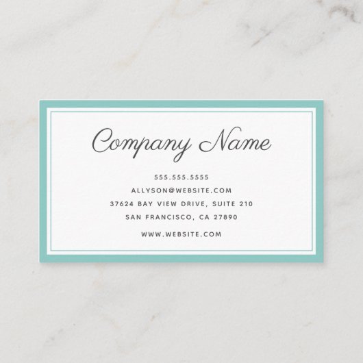 Modern minimaal Blauwgroen Visitekaartje (Achterkant)