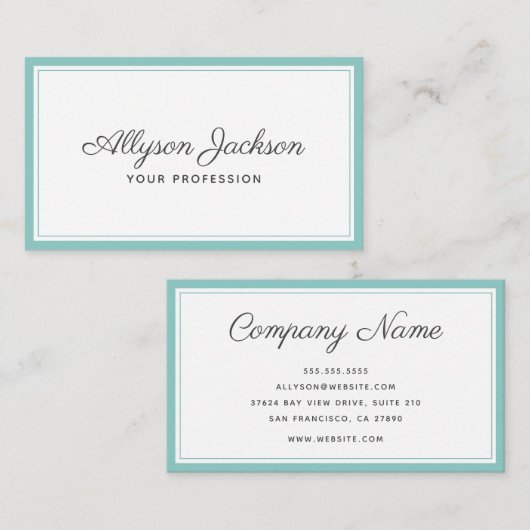 Modern minimaal Blauwgroen Visitekaartje (Voorkant / Achterkant)