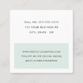 Modern minimaal bleek stoffig zee groen kleurenblo vierkante visitekaartje (Achterkant)