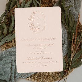 Modern Minimaal | Blush Roze Gouden Bruiloft Folie Uitnodiging