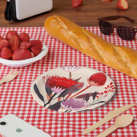 Modern Minimaal Boho Bloem Botanisch Papieren Bordje (Picknick)