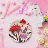 Modern Minimaal Boho Bloem Botanisch Papieren Bordje (Feest)