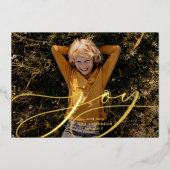 Modern minimaal botanisch vreugdescript Kerstmis Folie Feestdagenkaart (Voorkant)