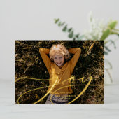 Modern minimaal botanisch vreugdescript Kerstmis Folie Feestdagenkaart (Staand Voorkant)