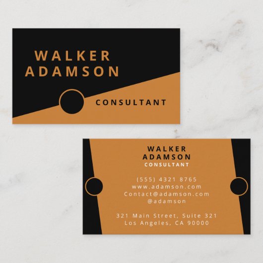 Modern Minimaal Brons & Zwart Visitekaartje (Voorkant / Achterkant)