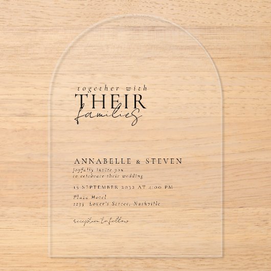 Modern, minimaal, bruiloft acryl uitnodigingen (Voorkant)