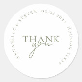 Modern, minimaal, bruiloft ronde sticker (Voorkant)