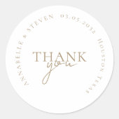 Modern, minimaal, bruiloft ronde sticker (Voorkant)