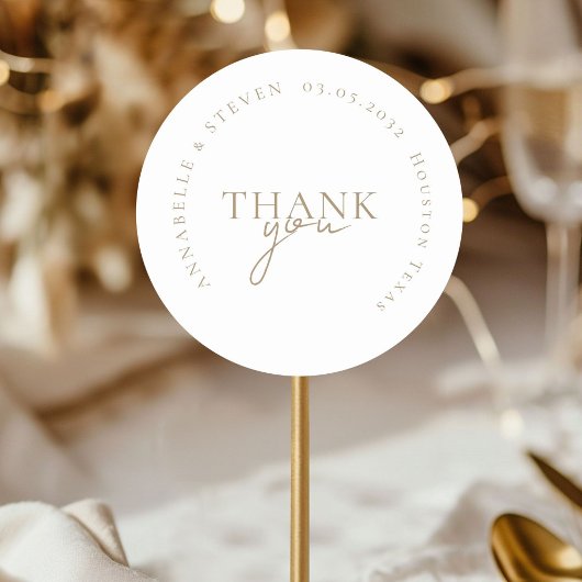 Modern, minimaal, bruiloft ronde sticker