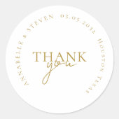 Modern, minimaal, bruiloft ronde sticker (Voorkant)