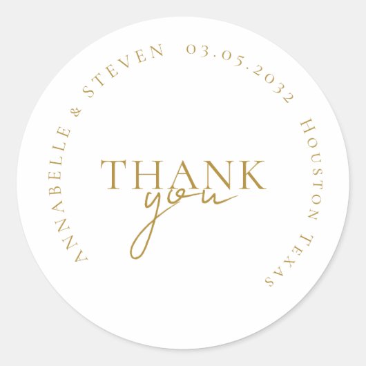 Modern, minimaal, bruiloft ronde sticker (Voorkant)