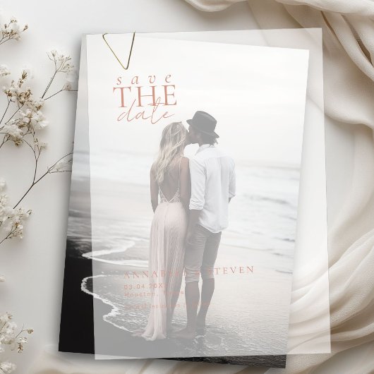 Modern, minimaal, bruiloft, Save the Date Vellum Uitnodigingen