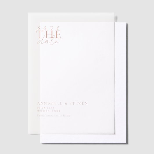 Modern, minimaal, bruiloft, Save the Date Vellum Uitnodigingen (Offset)