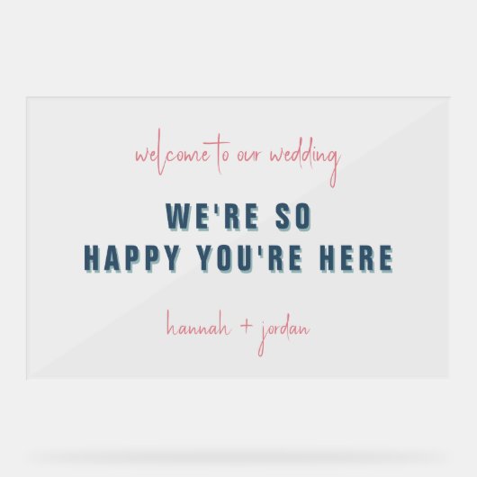 Modern minimaal | Bruiloft Welkom Acryl Bord (Voorkant)