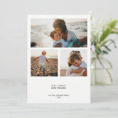 Modern Minimaal Citaat | Dankbaarheid 3 Foto Colla Feestdagenkaart (Staand voorkant)