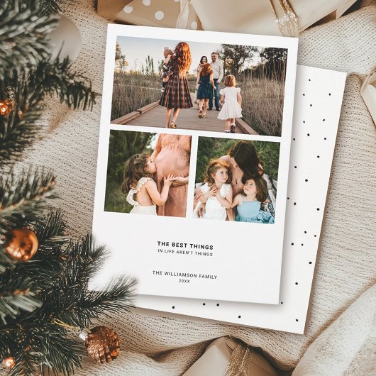 Modern Minimaal Citaat | Eenvoudige collage van 3  Feestdagenkaart