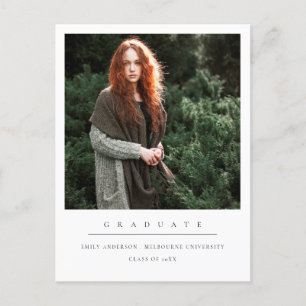 MODERN MINIMAAL CLEAN DOUANE FOTO-AFSTUDEREN AANKONDIGINGSKAART