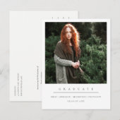 MODERN MINIMAAL CLEAN DOUANE FOTO-AFSTUDEREN AANKONDIGINGSKAART (Voorkant / Achterkant)