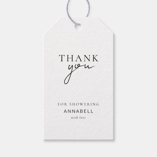 Modern, Minimaal, "DANK JE" Bruidsfeest Cadeaulabel (Voorkant)