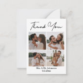 Modern minimaal dank u 4 foto's collage bruiloft notitiekaartje (Voorkant)