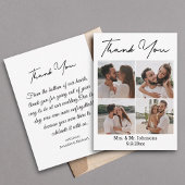 Modern minimaal dank u 4 foto's collage bruiloft notitiekaartje