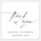 Modern minimaal dank u bestelt script typografie vierkante sticker (Voorkant)