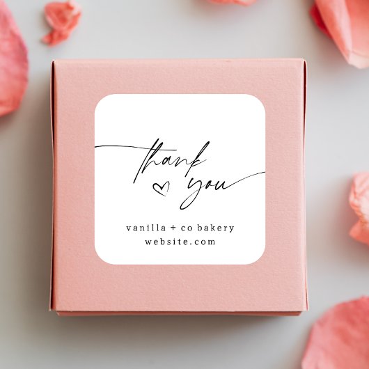 Modern minimaal dank u bestelt script typografie vierkante sticker