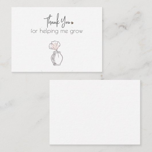 Modern, Minimaal, Dank U Voor Het Helpen Mij Te Gr Notitiekaartje (Voorkant / Achterkant)