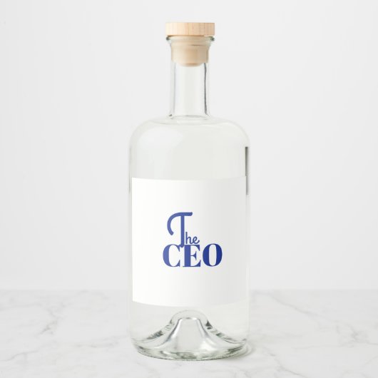 Modern Minimaal De CEO Blauw Likeurfles Etiket (Voorkant)