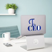 Modern Minimaal De CEO Blauw Sticker (Laptop op bureau)