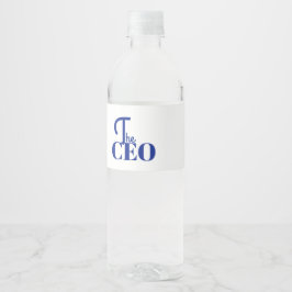Modern Minimaal De CEO Blauw Waterfles Etiket