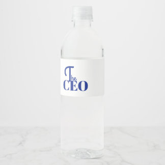 Modern Minimaal De CEO Blauw Waterfles Etiket