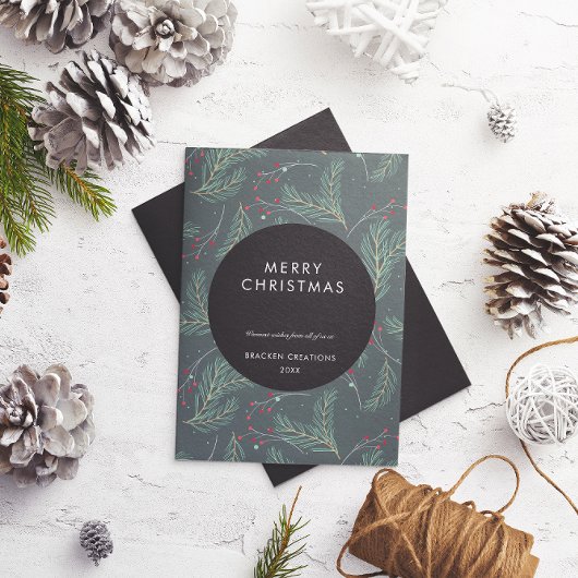 Modern minimaal dennenpatroon Corporate Christmas Feestdagenkaart