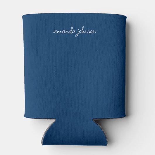 Modern minimaal donker marineblauw monogram blikjeskoeler (Achterkant)