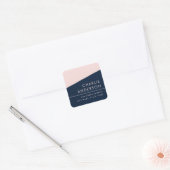 Modern minimaal donkerblauw roze retouradres label (Envelop)