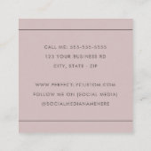 Modern minimaal dunne randen roos taupe vierkante visitekaartje (Achterkant)