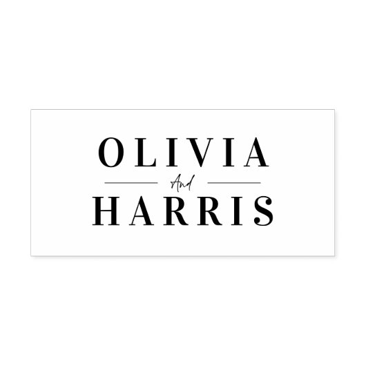 Modern minimaal eenvoudig gepersonaliseerd paar zelfinktende stempel (Design)