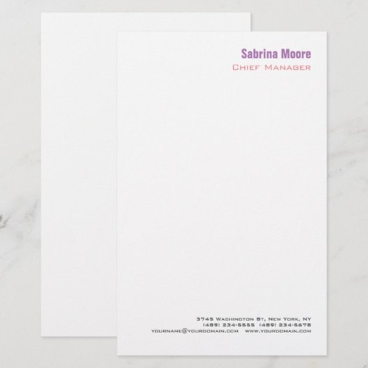 Modern Minimaal Eenvoudig Professioneel Briefpapier (Voorkant / Achterkant)