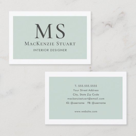 Modern Minimaal Eenvoudig Professioneel Monogram Visitekaartje (Voorkant / Achterkant)