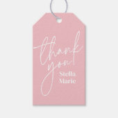 Modern minimaal eenvoudig script blush roze dank u cadeaulabel (Voorkant)