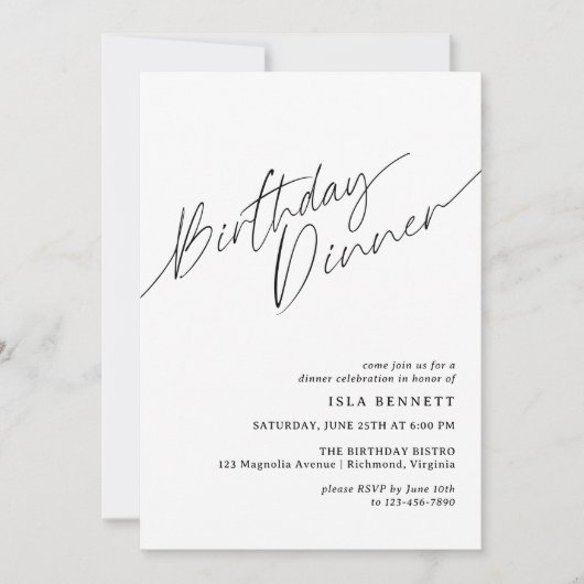 Modern minimaal | Eenvoudig script verjaardagsdine Kaart (Voorkant)